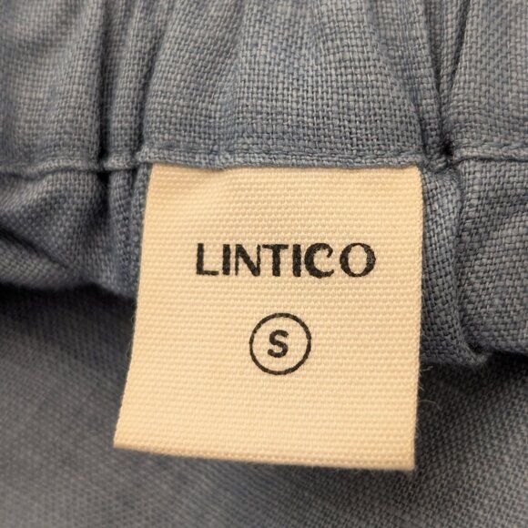 Lintico Womens Sz S Blue Marina Pockets Elastic Waist Lagenlook 100% Linen Skirt - Picture 5 of 7